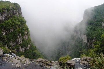 Beautiful landscape in canyon with stunning green view in Rio Grande do Sul, Brazil. mountain weather