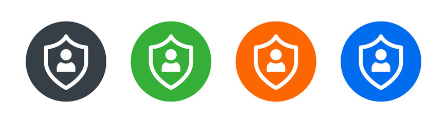 Aufkleber - Authentication security, secure confidentiality icon. User on shield for protection symbol vector isolated on white background.
