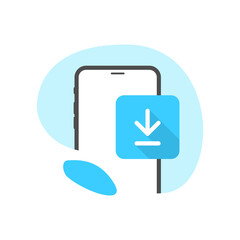 Poster - download to smartphone concept illustration flat design vector eps10. simple, modern graphic element for landing page, empty state ui, infographic, icon
