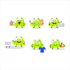 Poster - A Rich green pudding mascot design style going shopping. Vector illustration