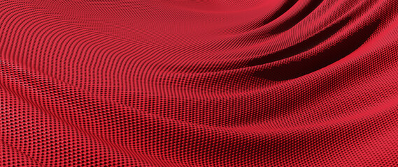 Wall Mural - 3d render of red cloth. iridescent holographic foil. abstract art fashion background.