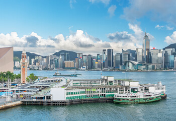 Skyline of Victoria Harbor of Hong Kong city