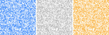 Abstract Pixel Backgrounds Set. Grey, Blue, Yellow Colors. Pixel Pattern. Vector Illustration.