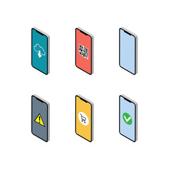 Wall Mural - Isometric cellphones set - 6 different types screen