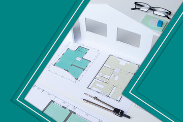 Poster - painting works. building design. selection of paint for the facade. layout of the house. constructio