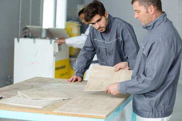 Wall Mural - portrait of people during repair service