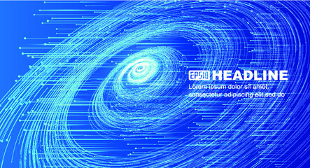 Poster - Helical coils emitting dot line particle Internet technology big data background.