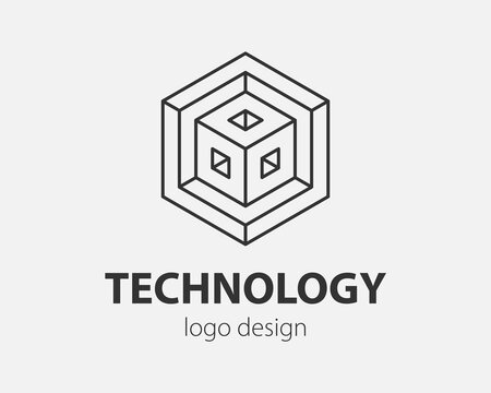Technology logo line design. Logotype for digital company.