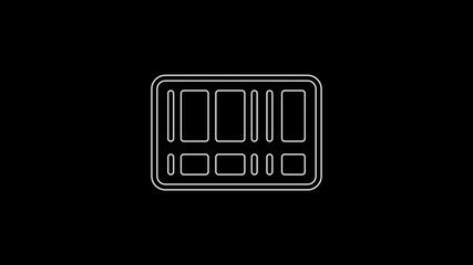 Sticker - White line Barcode icon isolated on black background. 4K Video motion graphic animation