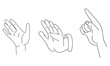 Set of hand gestures in outline. Vector illustration isolated on a white background.
