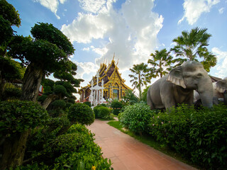 Samutsakorn Thailand - 19 June 2021;  Wat Tha Mai temple and tourist attraction in Samutsakorn province, Thailand