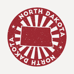 Wall Mural - North Dakota stamp. Travel red rubber stamp with the map of us state, vector illustration. Can be used as insignia, logotype, label, sticker or badge of the North Dakota.
