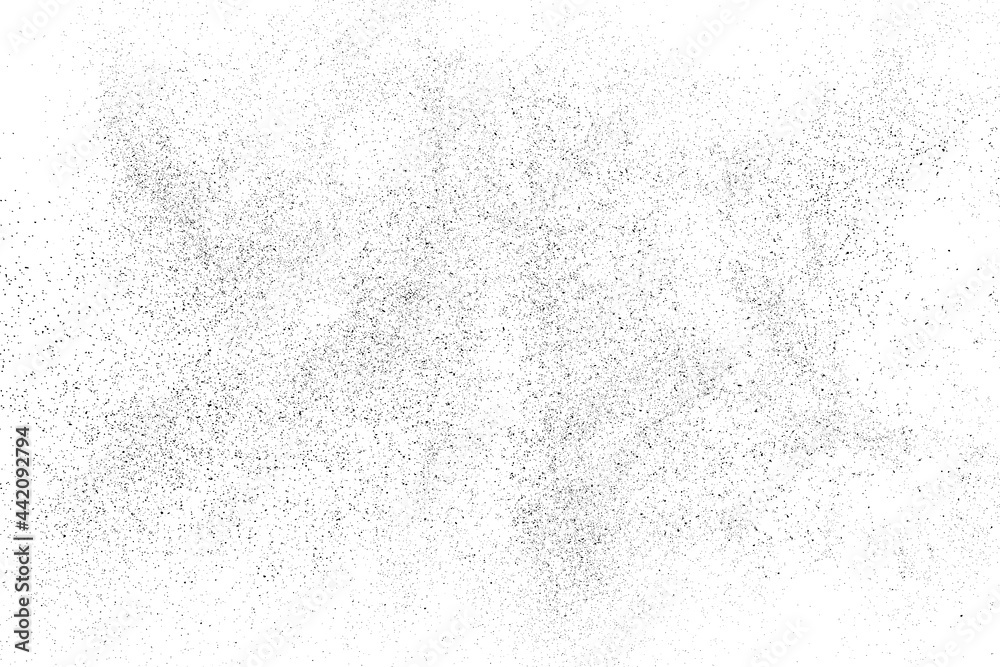 Distressed black texture. Dark grainy texture on white background. Dust overlay textured. Grain noise particles. Rusted white effect. Grunge design elements. Vector illustration, EPS 10. - obrazy, fototapety, plakaty 