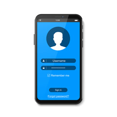 Poster - Abstract creative concept vector login form interface. For web page, site, mobile applications, art illustration, design theme, modern menu, ui, app, contact empty box, banner, profile log in