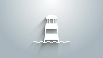 Canvas Print - White Lighthouse icon isolated on grey background. 4K Video motion graphic animation