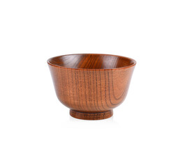 Wall Mural - Wooden bowl isolated on white background.