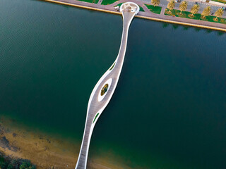 Wall Mural - Aerial view of Al Noor island in Khalid lake at downtown Sharjah