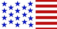 Composition Of Blue Stars On White, With Red And White Stripes Of American Flag