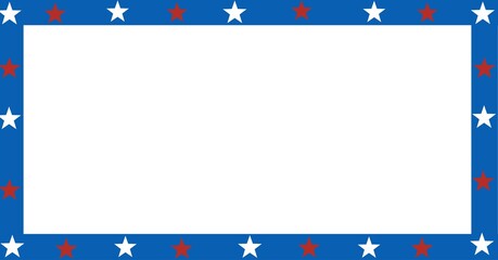 Canvas Print - Composition of blue border with red and white stars of american flag, with white copy space