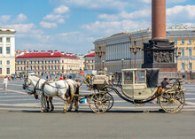 Horse Carriage On Palace Square, Saint Petersburg, Russia