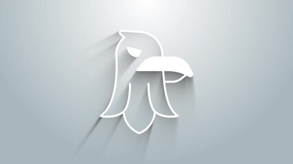 Sticker - White Eagle icon isolated on grey background. American Presidential symbol. 4K Video motion graphic animation