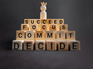 Wall Mural - Inspirational and Motivational Concept - SUCCEED word on wooden blocks background. Stock photo.