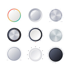 Poster - round scale indicators. amplifier power volume tuner sound digital radial controller garish vector i