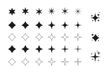 Big Set Of Star Icon, Magic Spark For Graphic Or Product Design.