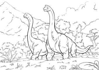 Wall Mural - Coloring book for children with a dinosaur