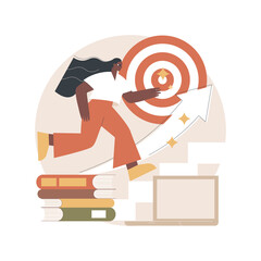 Poster - Educational trajectory abstract concept vector illustration. Educational capital strategy, determine way, career promotion, goal achievement, knowledge check, graduated student abstract metaphor.