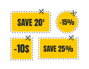 Wall Mural - vector coupon discount isolated. gift voucher for business. set of promo coupons.