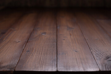 Canvas Print - Wooden table top background texture.  Wood tabletop front view of plank board surface