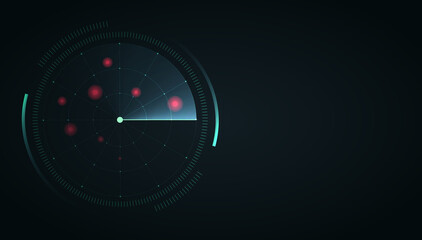 Aufkleber - Radar Screen. Hud display. Vector Radar interface on dark background.