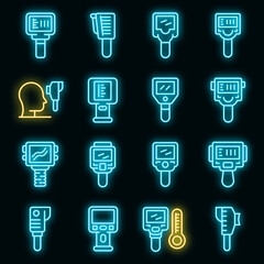 Wall Mural - Thermal imager icons set. Outline set of thermal imager vector icons neon color on black