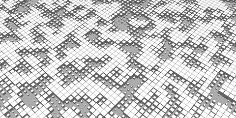 Wall Mural - Abstract white background with chaotic 3d boxes. Geometric concept with grid cubes on white. Vector illustration.