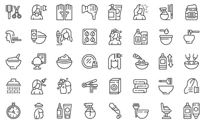 Poster - Hair colouring icons set outline vector. Fashion dye shower. Style hair colouring