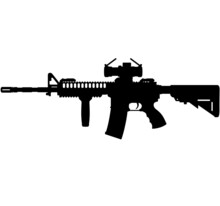 US Army, Police Fully Automatic Machine Gun M4 / M16 Carbine Caliber 5.56mm United States Marine Corps And United States Armed Forces M4 Machine Gun Carbine, M Rifle Detailed Realistic Silhouette