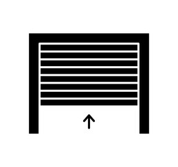 Wall Mural - Rolling up garage door. Black & white vector illustration. Line icon of warehouse gate. Symbol for exterior design. Isolated object