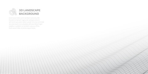 Poster - Virtual landscape with 3D lines and waves.