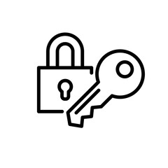 Canvas Print - key and lock line icon. clipart image isolated on white background