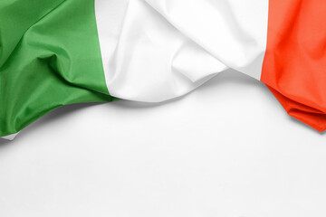 Italian flag on white background, closeup