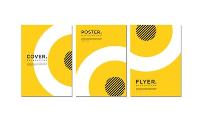 Wall Mural - Minimal yellow business cover, poster and flyer template design set