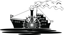 Vector Drawing Of An Old Steamer For Clothing Prints And Other Illustrations