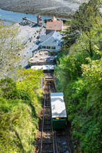 Lynton To Lynmouth Cliff Railway. Victorian Water Powered Funicular Railway Built In 1888