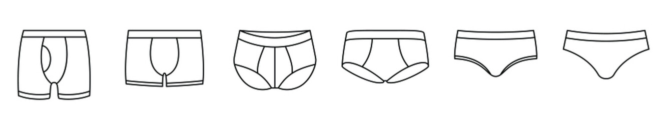 Wall Mural - underpants icon. set of linear men's underwear icons. vector illustration. men's underpants vector i