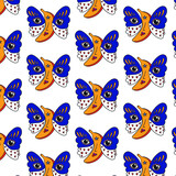 Fototapeta Motyle - Pattern butterfly banana weird funny cartoon fun character yellow blue