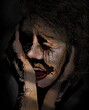 Drawing of asad desperate grieving crying woman with emotional problems. Grunge free hand sketch digital image..