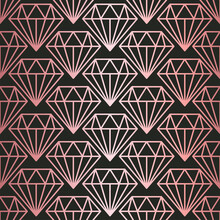 Vector Illustration With Rose Gold Seamless Pattern Bright Texture With Metallic Pink Diamonds On Black Background
