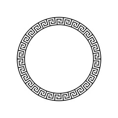 Greek circle pattern border. Vector round greek frame ornament ancient circular design background