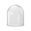 Glass dome bell jar cover. 3d transparent vector glass dome protection case hemisphere empty glassware